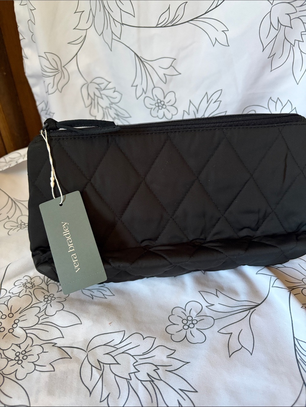 Vera Bradley Quilted Black Travel Cosmetic Case